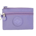 Mini purple nylon coin purse with double zipper layers and circular logo - Lavender