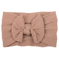 Pinkish brown soft jacquard nylon baby headband with a large knitted bow decoration - Light Coffee