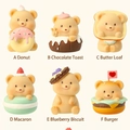 Set of 6 cute dessert-themed bear figurines including donut and macaron styles - Butter Bear-Whole Set