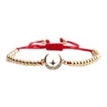 Bracciale con luna e stella in oro con cordino rosso intrecciato e zirconi colorati - Croce + Perlina di Rame Corda Rossa