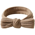 Braunes Schleifen-Stirnband aus weichem Samtstoff mit elastischer Struktur für das Haarstyling - Schleife-Stil / Hellkaffee