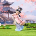 Miniature figurine of a Chinese lady in pink and blue dress holding a flower basket - Xi Shi Figurine Medium