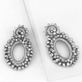 Bohemian silver beaded hoop earrings with faceted metallic beads for women - Silver Gray