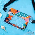 Waterproof phone pouch with colorful abstract patterns and adjustable black strap - Eye of the Secret Realm