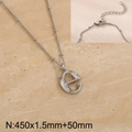 Minimalist titanium steel necklace featuring a silver letter 'e' pendant and bead chain - Silver Letter E (KN287052-Z)