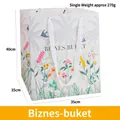 Tropical floral print gift bag with white ribbon handles, size 40x35x35cm - Biznes-buket Tropical 40*35*35