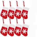 8er-Set rote Besteckhalter in Form von Weihnachtssocken mit weißen Schneeflocken - 8er Set