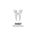 Silver punk butterfly nail charm model X0827 showing 10mmx12.5mm size details - X827-Silver Butterfly