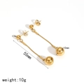 Minimalist 18k gold ball drop earrings with dimensions of 55mm and 10g weight - Long Gold Ball Ear Line Earrings (TE60056)