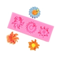 Roze siliconen mal met 3 bloemvormen voor het maken van daisy en lelie decoraties - Stijl 1 (Lelie/Zonnebloem/Madeliefje) / Roze