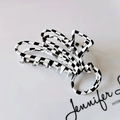 Detail of checkered hair claw clip with black and white pattern and matte finish - 10# Black and White Plaid Metal Claw Clip