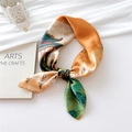 Silk neckerchief with traditional Chinese landscape ink painting and calligraphy design - Southern Landscape Art / 70x70cm