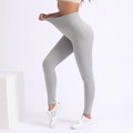 Pantaloni da yoga grigio chiaro senza cuciture a vita alta con effetto modellante - S / Avorio