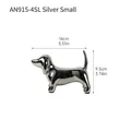 Minimalist silver ceramic dachshund figurine decorative sculpture small size 14x9.5cm - Small / Silver