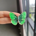Exquisite green enamel butterfly brooch featuring a gold base and rainbow crystal detail - Turquoise Butterfly (XZ0110)