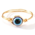 Handgemaakte gouden draad gewikkelde Evil Eye armband in een minimalistische stijl - US-9 / Boze Oog-Blauw