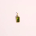 Gold stainless steel birthstone charm featuring an emerald green zircon square pendant - August Birthstone Pendant / Gold