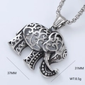 Vintage silver hollow elephant head pendant necklace for men with size and weight markers - Hollow Elephant (Style 5)