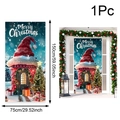 Detailansicht des Merry Christmas Türbanners mit Maßen 150x75cm und Stofftextur - 75x150cm / Schneenachtshaus
