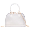 Transparente PVC-Gelee-Muscheltasche mit gesteppter Textur und goldener Kette für Kinder - Transparent
