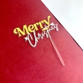 Dual-layer acrylic Merry Christmas cake topper in yellow and white finish - Bronzing 2 White Gold Merry Christmas