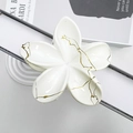 Elegante molletta per capelli bianca a forma di frangipane con venature color oro - 8 cm / Bianco Solido Filo d'Oro