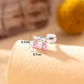 Boucles d'oreilles cerise en acier titane avec zircons roses pour femmes élégantes - Nœud Papillon Cerise Rose (A136-5#)