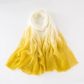 Detail of yellow and beige gradient linen scarf with delicate fringe on white background - 180*90CM / Yellow White Gradient