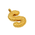 Golden letter S pendant with unique hammered nugget texture on a white background - Letter S - Gold Pendant