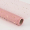 Pink mesh flower wrap with gold star moon bronzing for elegant bouquet packaging - 50cm*5 Yards/Roll / Lotus Pink