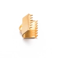 Toothed gold stainless steel ribbon crimp end connector for DIY jewelry making - 10.5mm / Gold