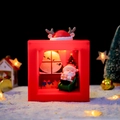 Veilleuse de Noël lumineuse avec père Noël, sapin et décor de renne festif - Style Père Noël Cadeau (DD001)
