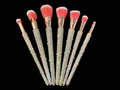 7-piece professional makeup brush set with crystal rhinestones and pink gradient bristles - 7-Piece Set / Pink 7Pcs Resin Mixed Rhinestones Set