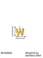 Detailed view of gold 14K plated bubble letter W pendant with size and weight metrics - Letter W Style (STAS-K263-47G-W) / Gold
