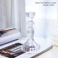Large 16cm vertical ribbed clear glass pillar candle holder for elegant home decor - Vertical Stripe Candle Holder - Large / Clear