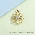 Golden snowflake pendant with crystal, 2.1cm size for DIY jewelry making accessories - Medium Gold Snowflake
