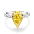 Elegante anello in argento S925 con gemma gialla a goccia e diamanti brillanti - US 5 / Zirconia Gialla (CBJZ095)