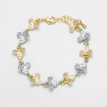 18k gold plated bee bracelet with white enamel and sparkling zircon pave crystals - White