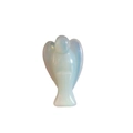 1.5 inch carved angel figurine in milky white opal stone with rainbow luster finish - Opal / 1.5 Inch