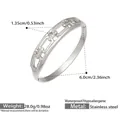Silver stainless steel twisted bangle with 5A zircon inlay and waterproof finish - Hollow Chain Style (Z521) / Silver