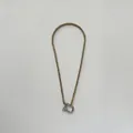 Two-tone 18K gold plated stainless steel wheat chain necklace with silver horseshoe clasp - Gold Chain Steel Buckle