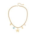 Collier en acier doré avec pendentifs étoile de mer bleue et coquillage marin - Style Étoile de Mer Coquillage Perle (3#)