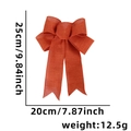 Orange linen striped Christmas bow decoration, size 25x20cm for holiday tree ornament - Orange Red Bow