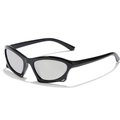 Occhiali da sole sportivi futuristici per bambini con montatura nera e lenti argento - Montatura Nera Specchio Argento