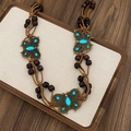 Ethnic bohemian waist chain with vintage blue butterfly pendants and brown wooden beads - Style 5 - Coffee Brown Butterfly Waist Chain