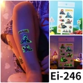 Tatuaggi temporanei luminosi per bambini a tema kart racing, impermeabili e fluorescenti Ei-246 - 120×75mm / Ei-246 (Gara di Karting)