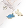 Blue enamel and gold metal triceratops dinosaur charms for DIY bracelets and necklaces - Triceratops / 25x17mm / Royal Blue
