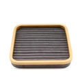 Bamboo jewelry tray with grey microfiber lining for rings and studs display - Square Slot Ring Tray / Gray