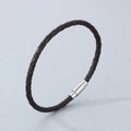 Bracelet minimaliste en cuir tressé marron foncé avec fermoir magnétique argenté - Style A-3.5mm Cordon Marron-Fermoir Argent-Bracelet
