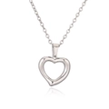 Elegante collar minimalista plateado con colgante de corazón hueco para mujer - Plateado
